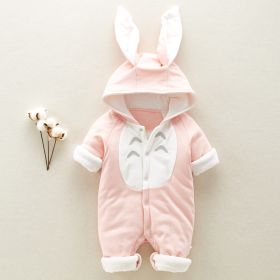 chinchilla hooded cotton baby onesies (Option: Pink-73cm)